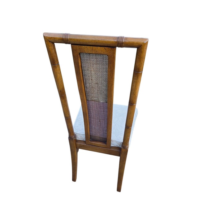 Thomasville Vintage Faux Bamboo Cane High Back Dining Chairs Regency Pair For Sale - Image 12 of 17