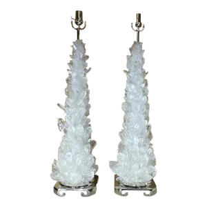 Pair of Exquisite Rock Crystal Quartz Table Lamps by Joseph Malekan