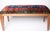 Antique Kazak Wool Rug Upholstered Bench, Rustic Tribal Accent Bench With Wooden Legs For Sale - Image 10 of 11