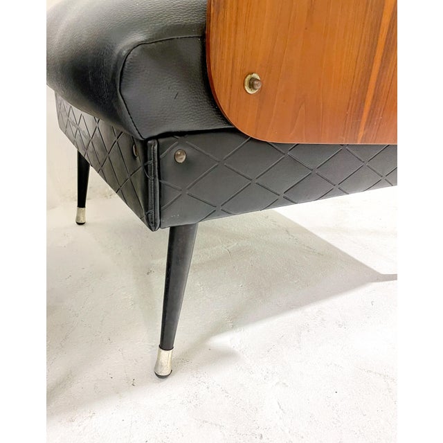 1960s Set of Mid-Century Modern Armchairs in Walnut and Vegan Leather, Italy, 1960s For Sale - Image 5 of 9