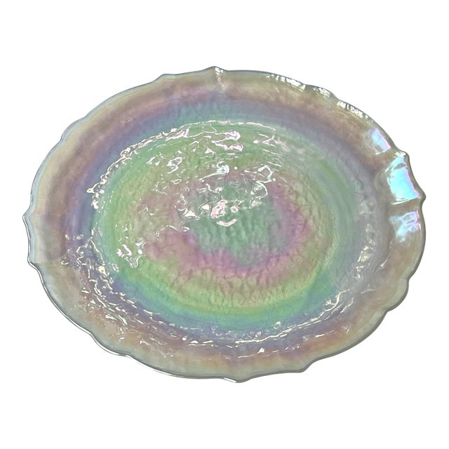 Iridescent Glass Decor Plate For Sale