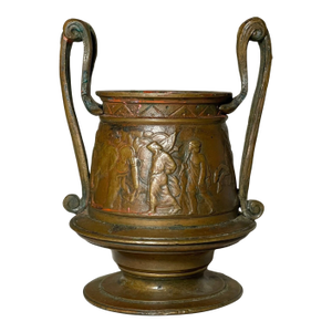 Share Antique 19th Century Ornate Figural European Bronze Ink Pigment Jar Inkwell Vase