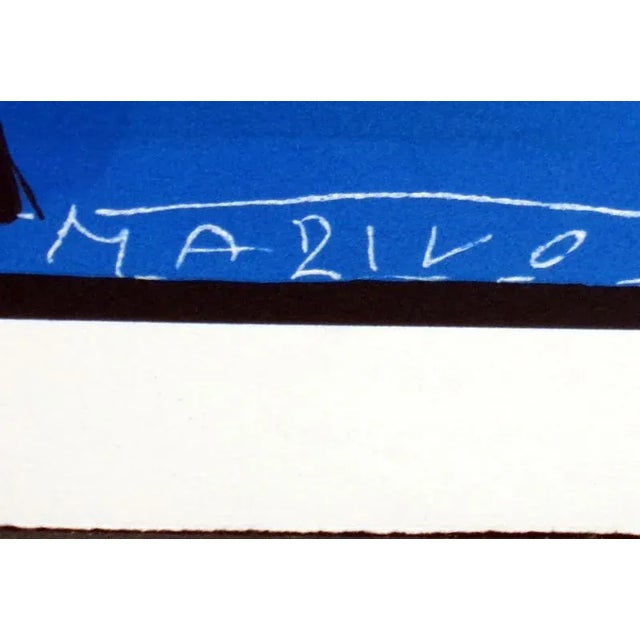 Cubism 1991 "Composition in Blue" Commemorative Limited Edition Lithograph After Marino Marini For Sale - Image 3 of 8