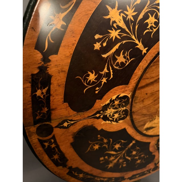 Late 19th Century Handmade Swiss Tilt-Top Tea Table With Exotic Wood Inlay, Mother-of-Pearl & Faux Bronze Decoration, Circa 1860 For Sale - Image 5 of 6