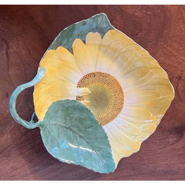 Ceramic Antique 18th Century Meissen Porcelain Botanical Sunflower Dish For Sale - Image 7 of 15