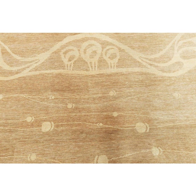 Tan Modern Art Nouveau-Inspired Abstract Tan With Beige Rug "Vinedrift" For Sale - Image 8 of 9
