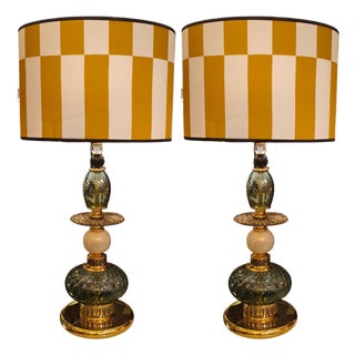 Murano Glass Lamps, 1970s, Set of 2 For Sale