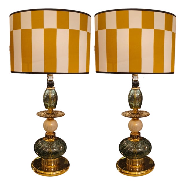 Murano Glass Lamps, 1970s, Set of 2 For Sale