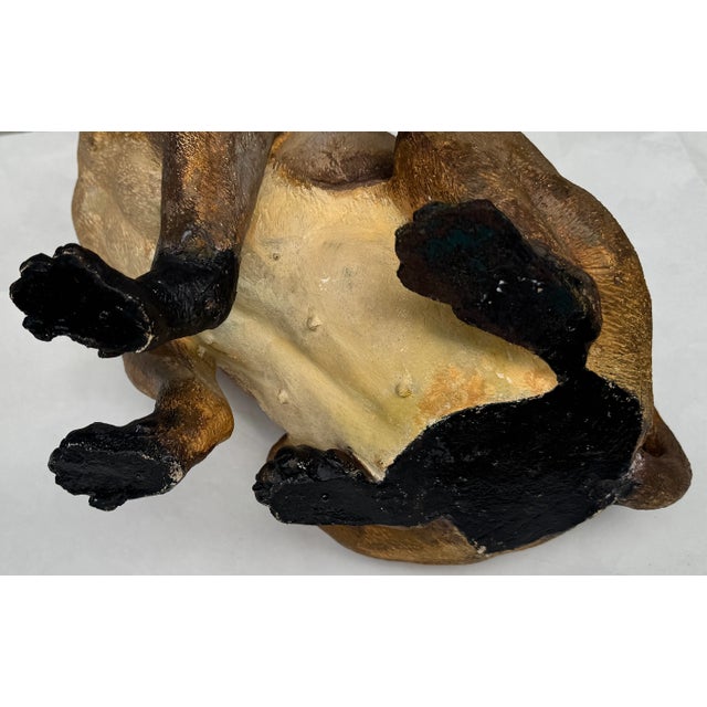 Glass Antique Terracotta Bulldog Statue 19th Century For Sale - Image 7 of 12