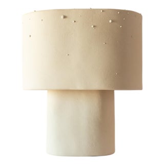 Beige Medium Table Lamp in Stoneware with Drops Effect Glaze by Lucas Huillet For Sale