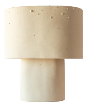 Beige Medium Table Lamp in Stoneware with Drops Effect Glaze by Lucas Huillet