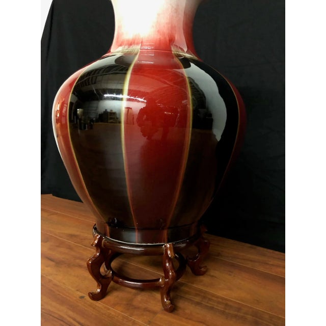 Porcelain Oxblood and Black Floor Vase on Stand Chairish