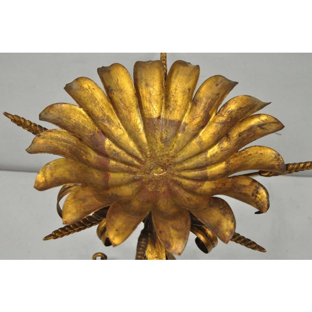 Mid 20th Century Vintage Italian Hollywood Regency Gold Gilt Tole Metal Iron Compote Centerpiece For Sale - Image 5 of 12