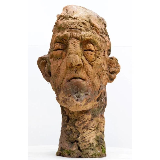 Expressionist Ceramic Head Sculpture in Refractory Stoneware, 2010s For Sale - Image 16 of 16