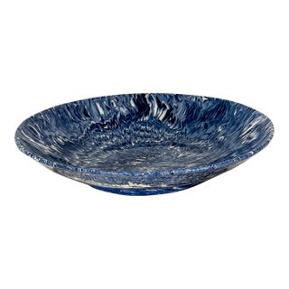 Signed Christine Jouval Blue Aptware Serving Bowl For Sale