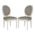 French Brasserie Linen Oval 19''H Side Chair With Silver Nailheads in Light Grey & Cream - a Pair For Sale