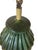Vintage Large Mid Century Modern Ribbed Green Drip Glaze Ceramic Table Lamp For Sale - Image 4 of 11