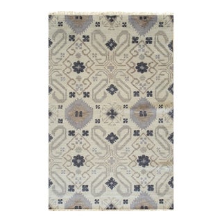 6x9 Quinn Oushak Gray Geometric Modern Hand Knotted Wool Carpet Rug For Sale