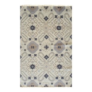 6x9 Quinn Oushak Gray Geometric Modern Hand Knotted Wool Carpet Rug