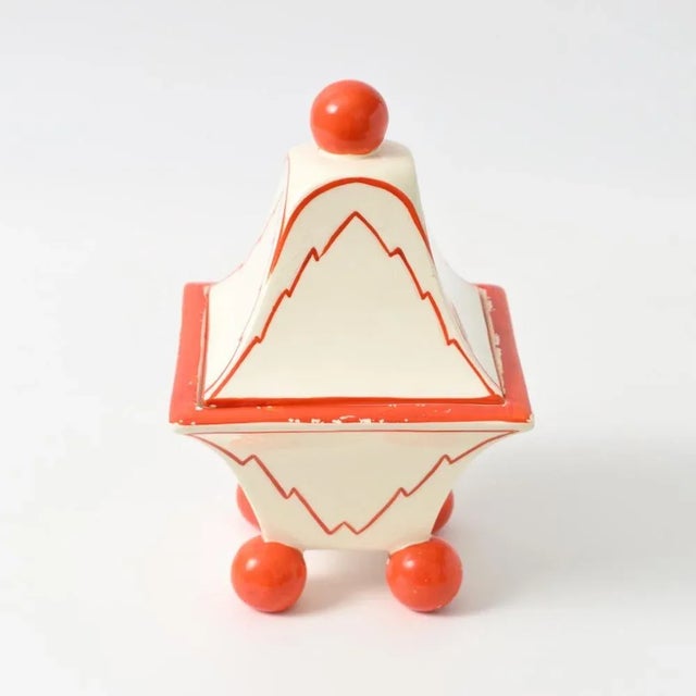 Cream Cubist Style Czech Earthenware Box, 1920s For Sale - Image 8 of 9