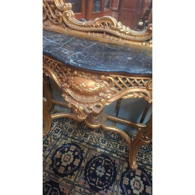 1970s Louis XV Style Mirror and Console Set, 1970 For Sale - Image 5 of 9