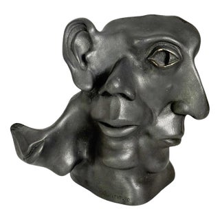 Patinated Terracotta Sculpture with Multiple Faces, France, 1960s For Sale