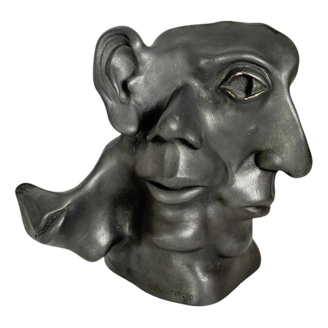 Patinated Terracotta Sculpture with Multiple Faces, France, 1960s For Sale