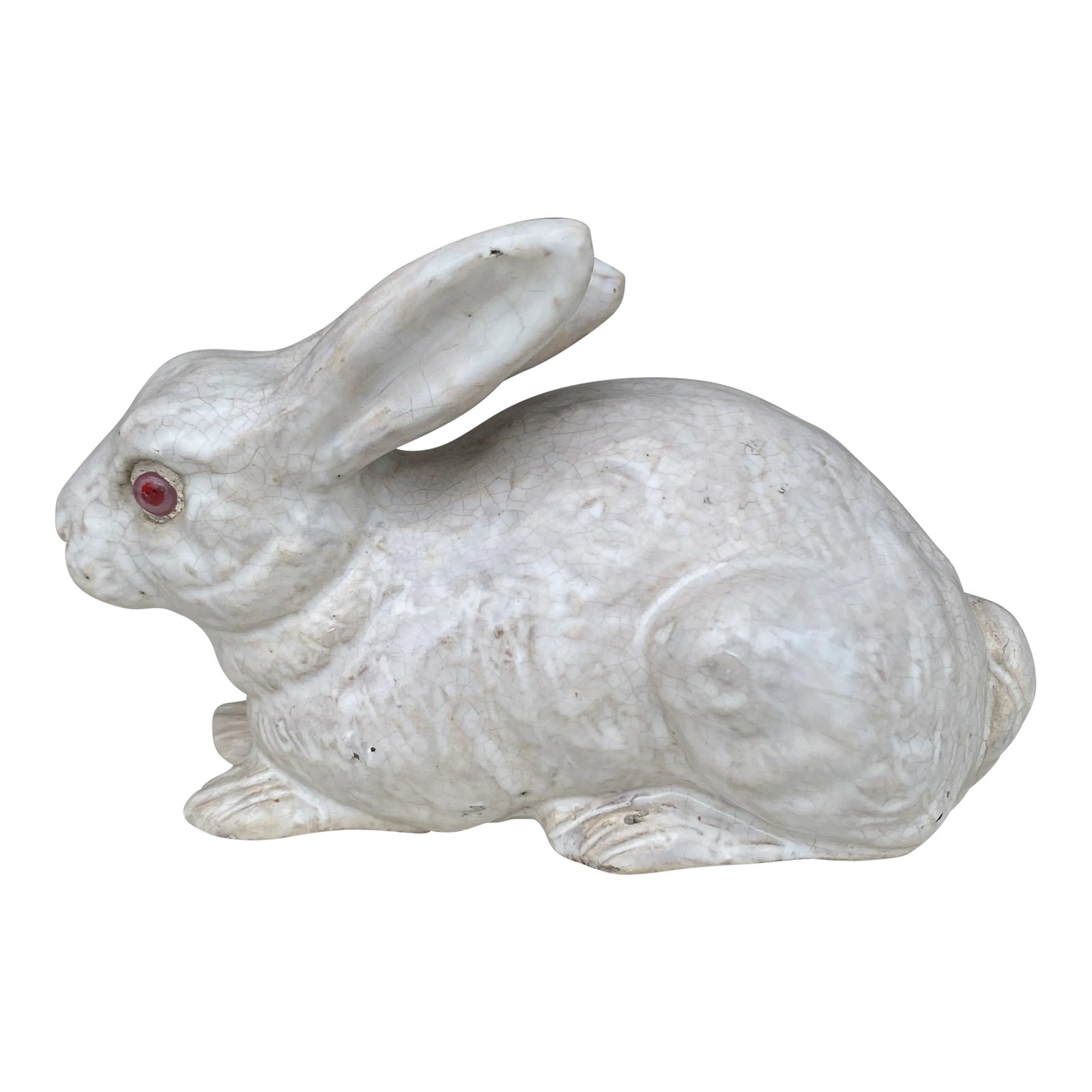 French White Terracotta Majolica Rabbit Bavent, Circa 1890 | Chairish
