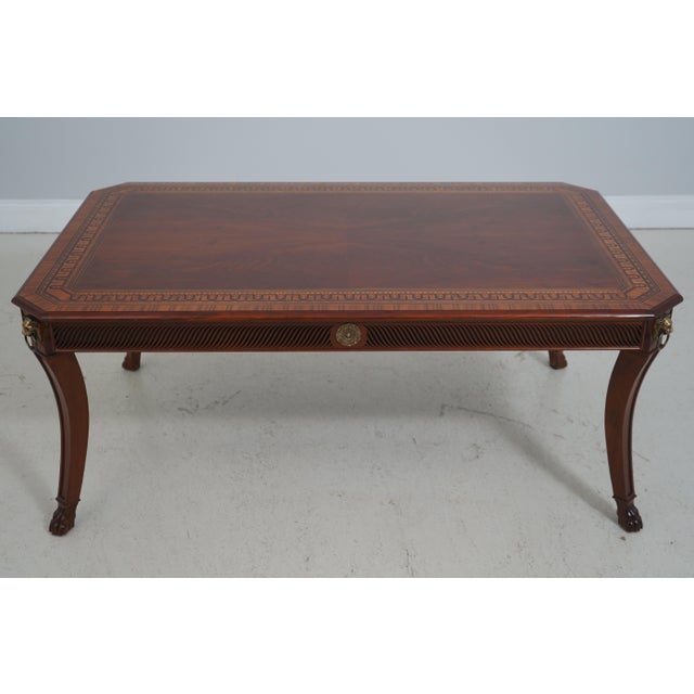 John Widdicomb Neoclassical Inlaid Mahogany Cocktail Coffee Table For Sale In Philadelphia - Image 6 of 13