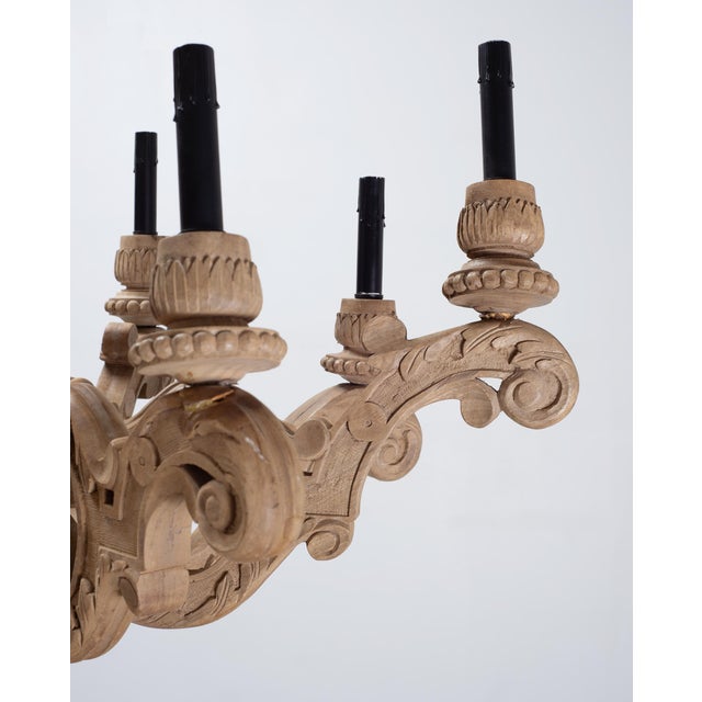 Wood Rh French Baroque Style Carved Wood 8-Arm Chandeliers - Pair For Sale - Image 7 of 18