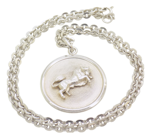 Vintage Italian Handmade Sterling Silver 925 Medallion and 835 Chain with Taurus Zodiac, Italy, 1970s