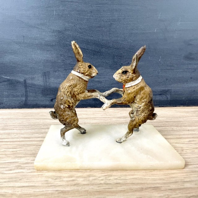 Late 19th Century Austrian or Vienna Cold Painted Bronze Boxing Rabbits ...