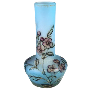 Art Nouveau Vase with Blossom on Stems Decor from Daum Nancy, Lorraine, France, 1900s