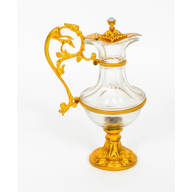 19th Century French Ormolu & Glass Ewers, Set of 2 For Sale - Image 5 of 14