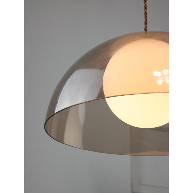 Space-Age Italian Brass, Opaline and Acrylic glass Pendant Lamp For Sale - Image 6 of 18