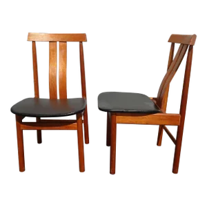 Mid Century Danish Modern Teak Black Side Chairs by Borneo Int'l - a Pair