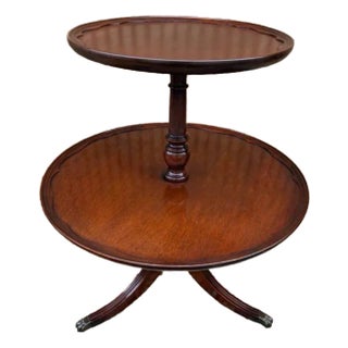 Vintage Federal Style 2 Tier Dumb Waiter Round Side Table For Sale
