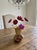 Vintage Italian Majolica Style Textured Ochre Pottery Vase With 3d Applied Floral Detail For Sale - Image 10 of 12