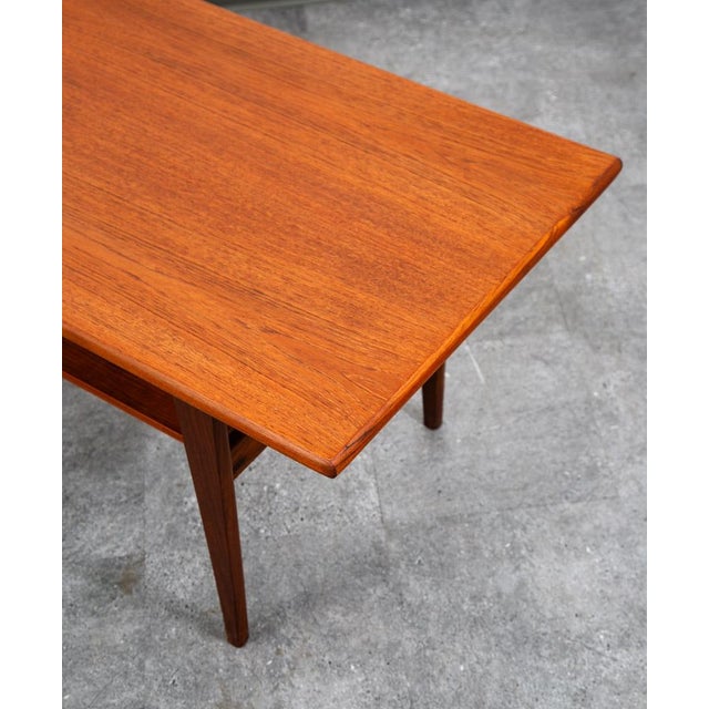 Mid Century Danish Modern Coffee Table Solid Teak Denmark Surfboard Rectangular For Sale - Image 10 of 12