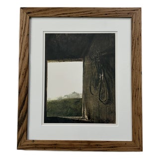 Andrew Wyeth’s “Burning Off” Framed in American Chestnut For Sale
