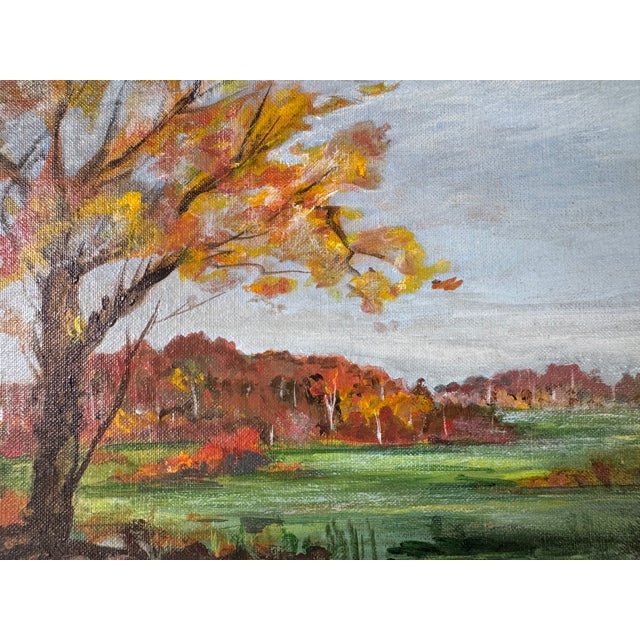 1960’s Vintage Klowery Autumn Landscape Oil on Board – Frame For Sale - Image 4 of 12