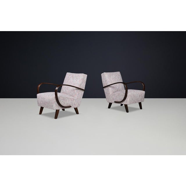 Jindrich Halabala re-upholstered bentwood lounge chairs, 1940s Czech Republic. These iconic lounge chairs are from...
