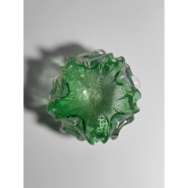 Green Murano Glass Ashtray with Silver-Leaf Particles from Barovier&Toso, 1970s For Sale - Image 4 of 6