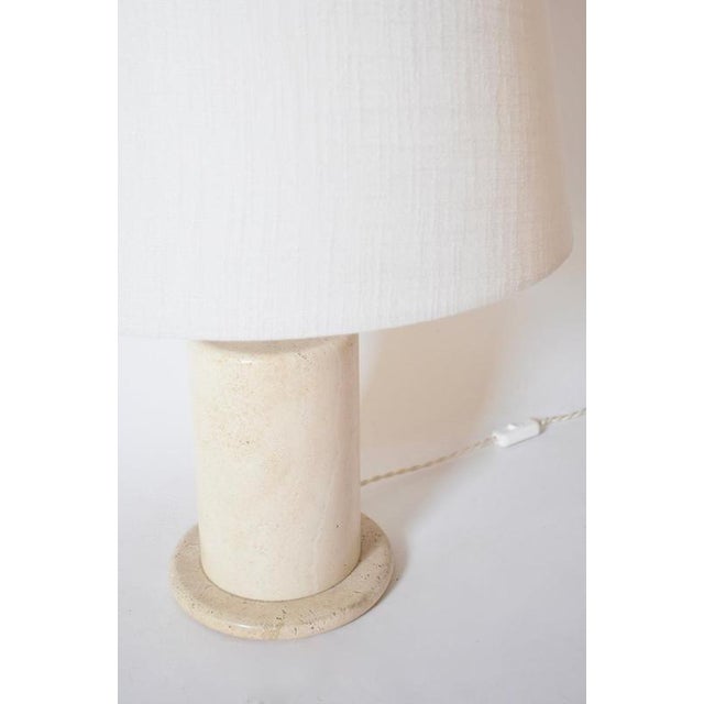 Cylindrical Travertine Lamp, 1970s For Sale - Image 4 of 6