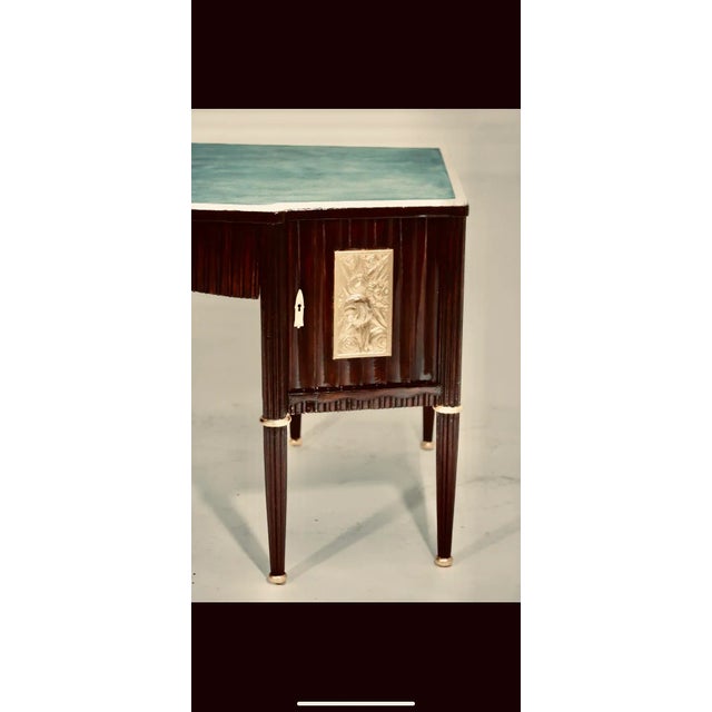Art Deco Rare Art Deco Gilt Floral Desk After Ruhlman-Exotic Wood Finish, Gilt Carvings, Circa 1930s for a Co For Sale - Image 3 of 6