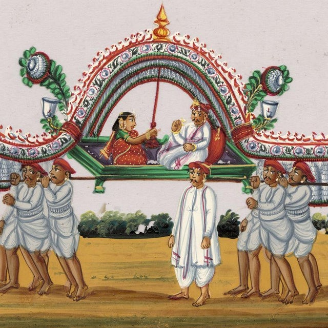 Indian Company School, Marriage Procession, 1800s, Gouache on Paper For Sale - Image 4 of 9