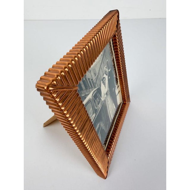 Wood Mid-Century Modern Italian Embossed Copper Tabletop Picture Frame, 1930s For Sale - Image 7 of 18