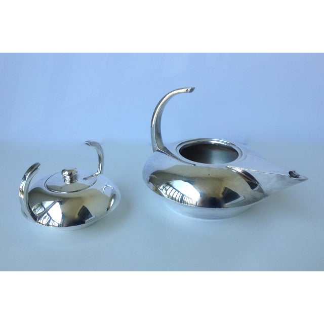 Mid-Century Modern Mid-Century Modernist French "Escapade" Silver Plate Coffee & Sugar - a Pair For Sale - Image 3 of 11