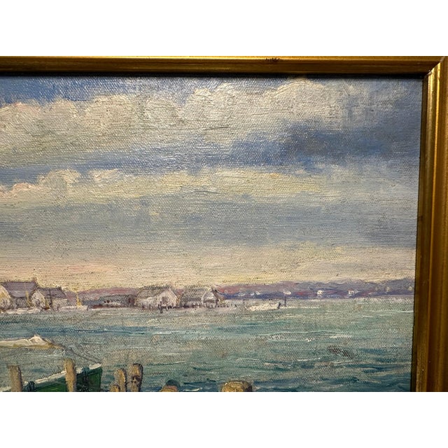 Impressionist John Dawson Impressionist Oil Painting: Galilee, Rhode Island Fishing Boats, 1947 For Sale - Image 3 of 10