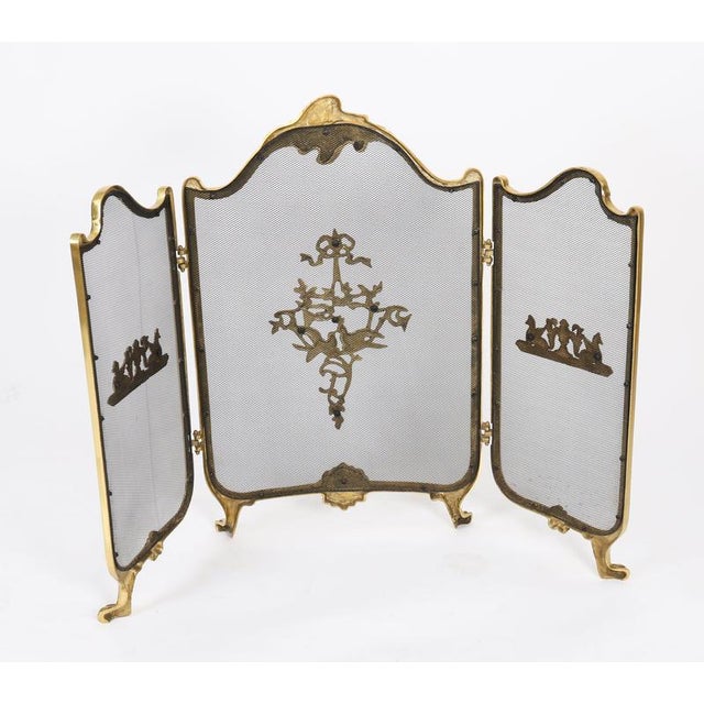 Antique French Rococo Gilt Bronze Flaming Torch Triple Fire Screen, 1870s For Sale - Image 10 of 12